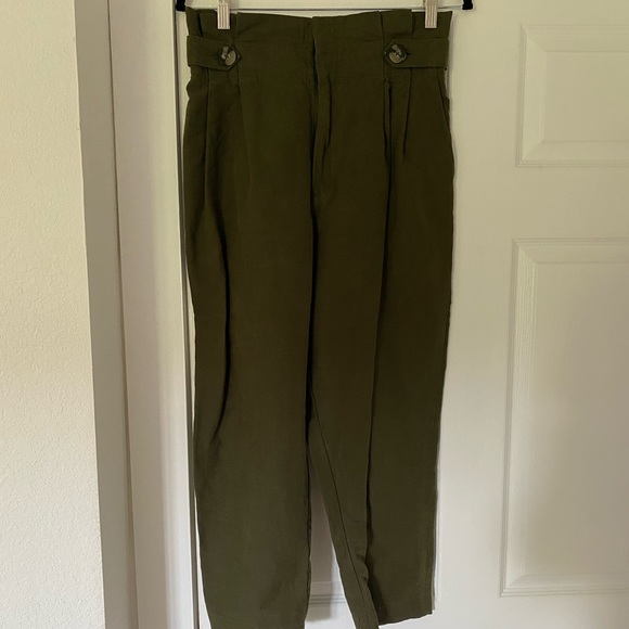 Zara high-waist dark green straight pant, size L - Picture 2 of 5